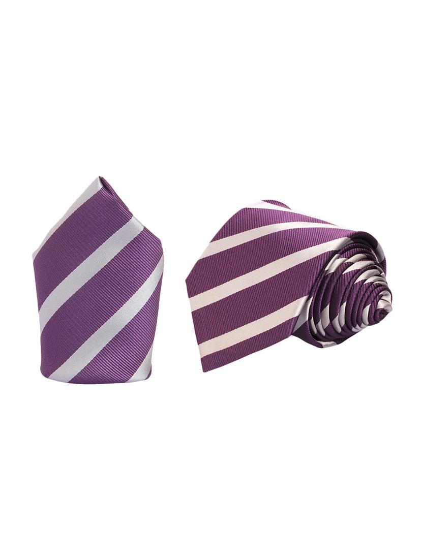 purple micro fiber tie and a pocket square - 13092541 -  Standard Image - 1