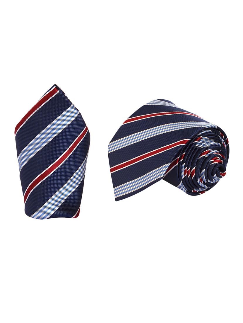 blue micro fiber tie and a pocket square - 13092542 - Standard Image - 1