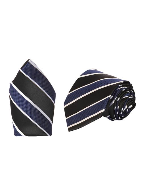 blue micro fiber tie and a pocket square - 13092545 - Standard Image - 0