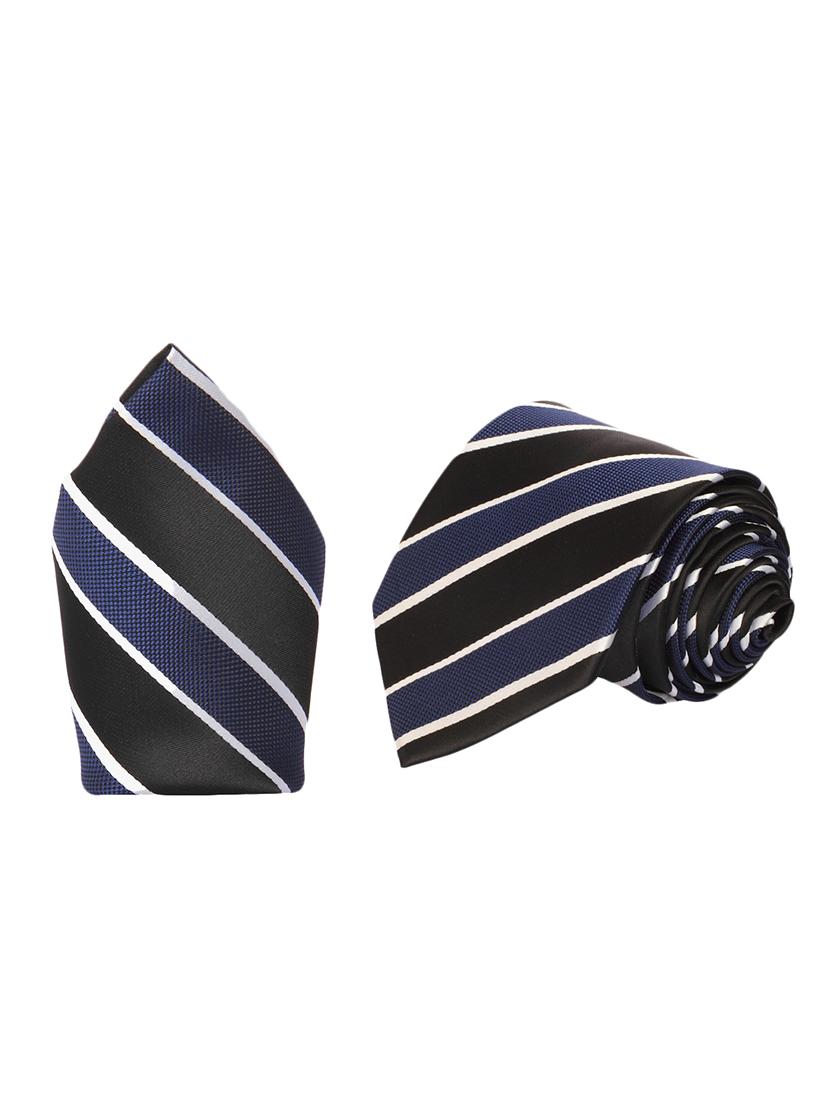 blue micro fiber tie and a pocket square - 13092545 - Standard Image - 1