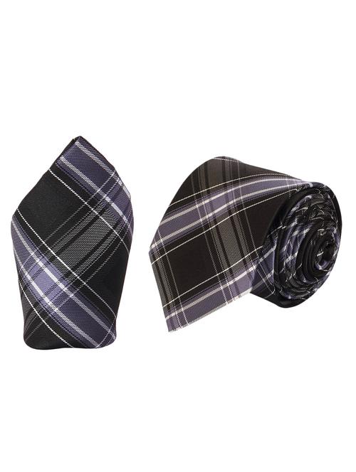 black micro fiber tie and a pocket square - 13092547 -  Standard Image - 0