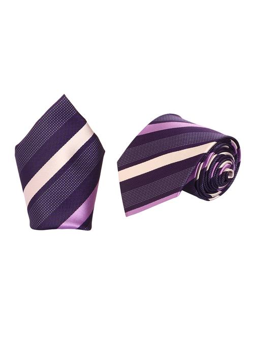 purple micro fiber tie and a pocket square - 13092549 -  Standard Image - 0