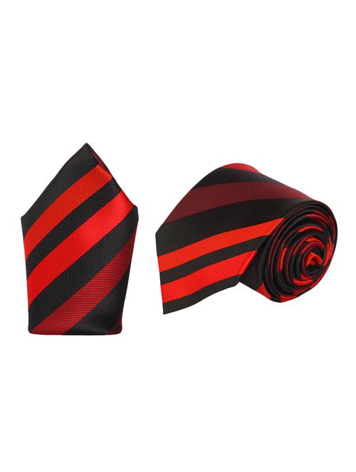 red micro fiber tie and a pocket square - 13092561 - Standard Image - 0