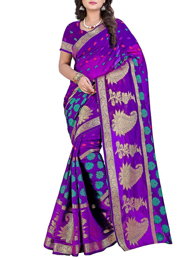 purple silk saree with blouse
