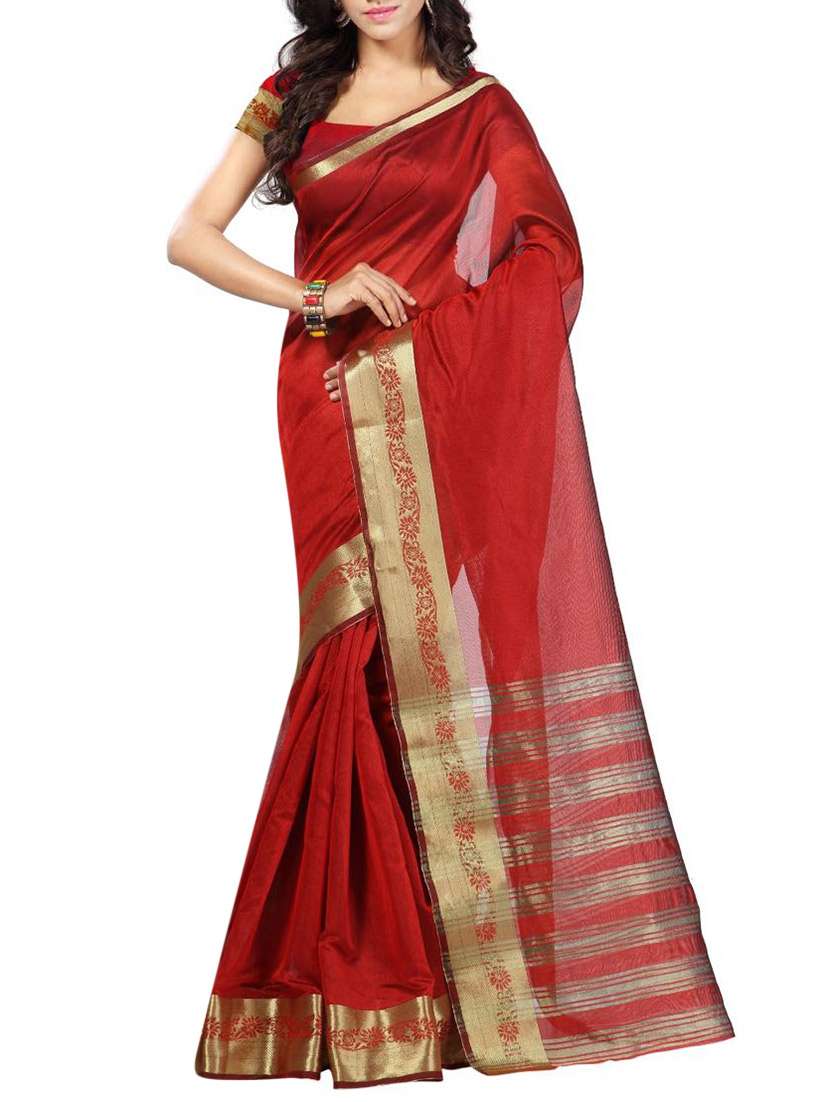 red silk bordered saree with blouse