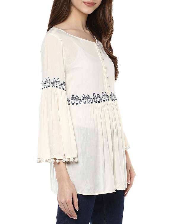cream rayon top - 13096682 -  Standard Image - 1