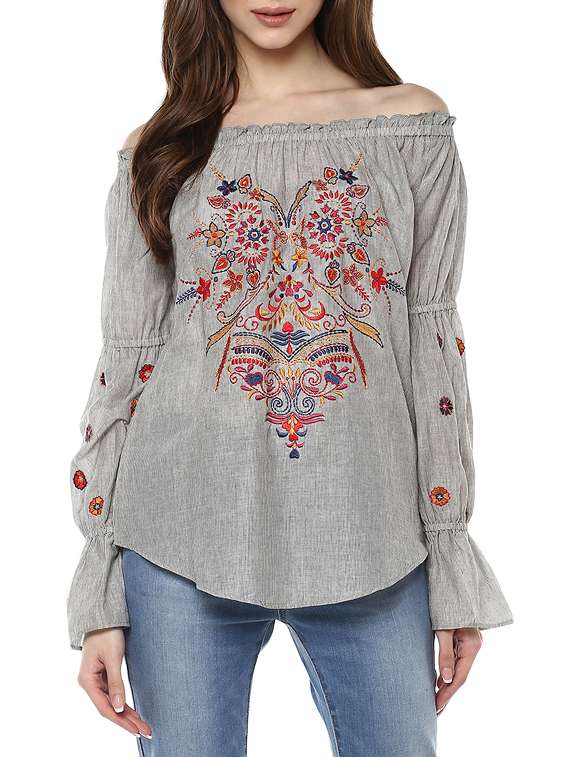 grey striped cotton top