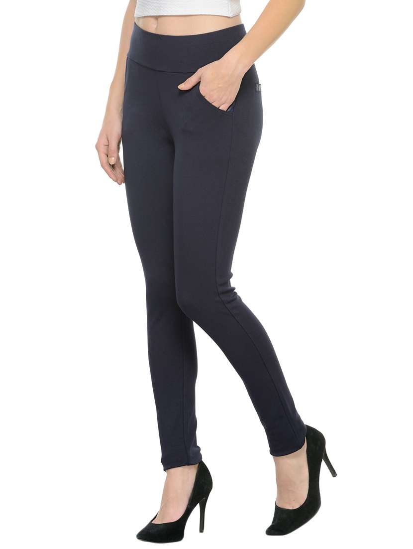 navy blue cotton jegging - 13096893 -  Standard Image - 1