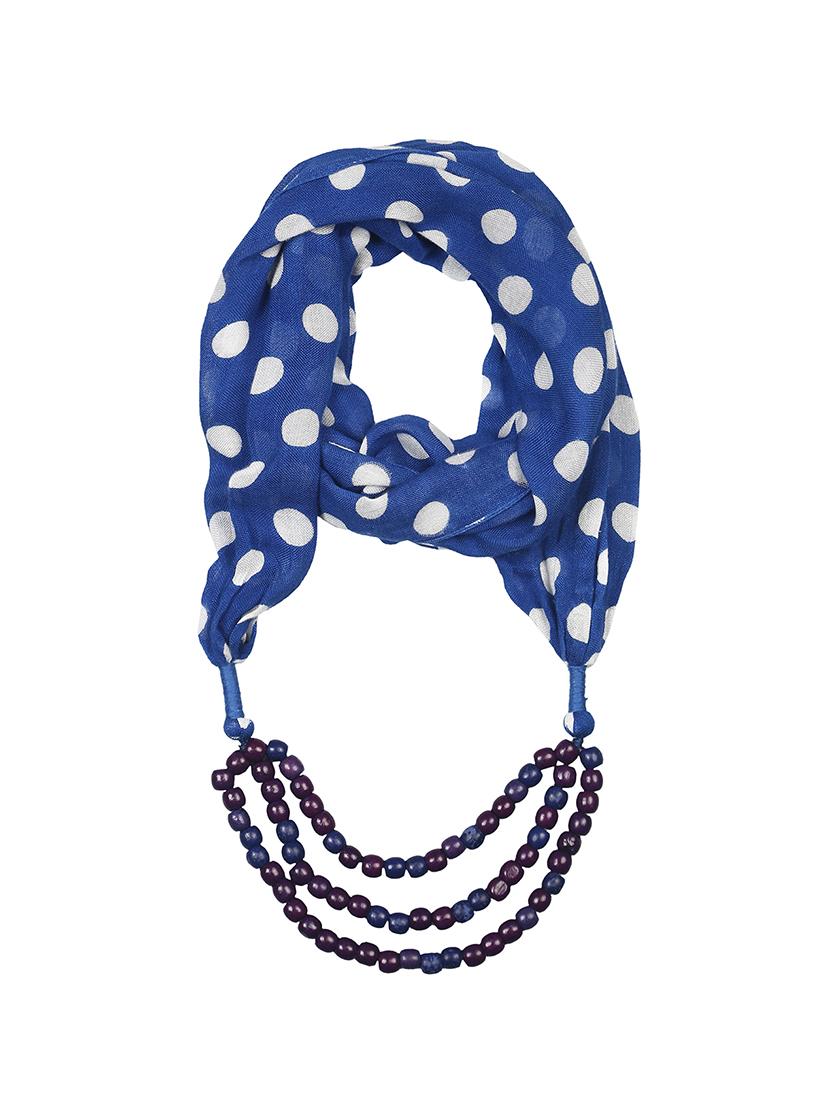 blue viscose polka dotted scarf - 13097599 -  Zoom Image - 0
