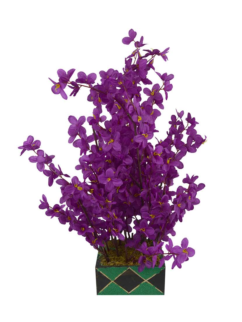 Thefancymart Artificial flowers arrangement mini Blossom (size 15 inchs/ 38 cms) with Wood Square Pot - 1203