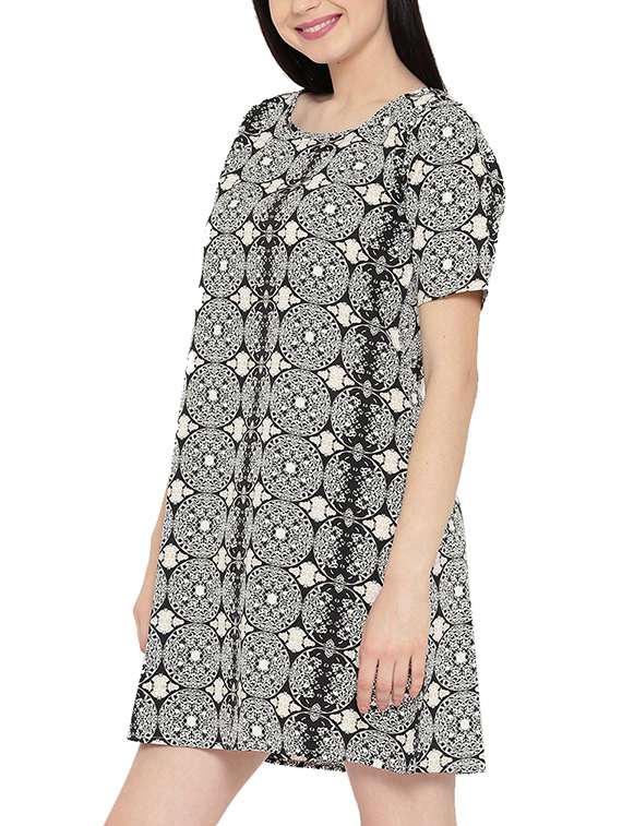 women's shift self design dress - 13099957 -  Standard Image - 1