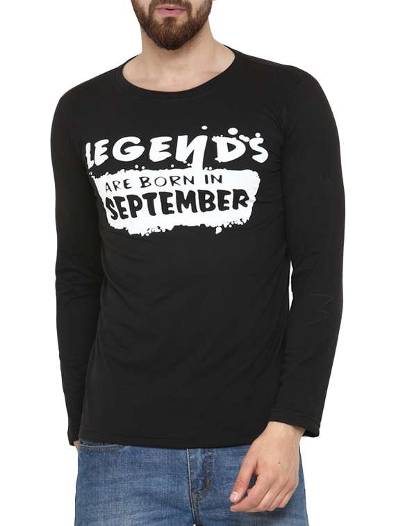 black cotton printed t-shirt