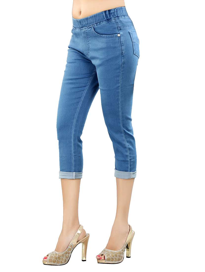 blue denim capri - 13105119 -  Standard Image - 1