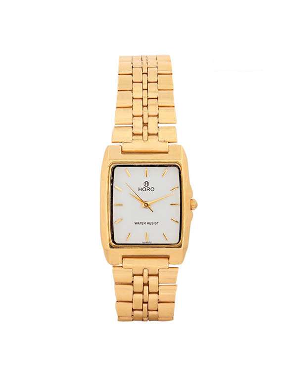 horo gold plated steel chain wrist watch