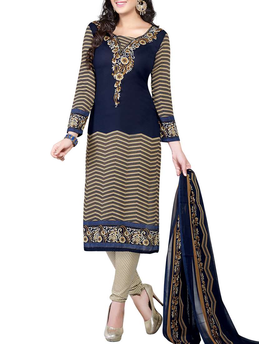 multi colored  unstitched churidaar suit