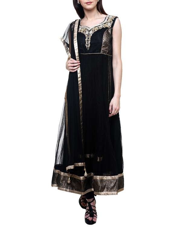 black net embellished anarkali suit
