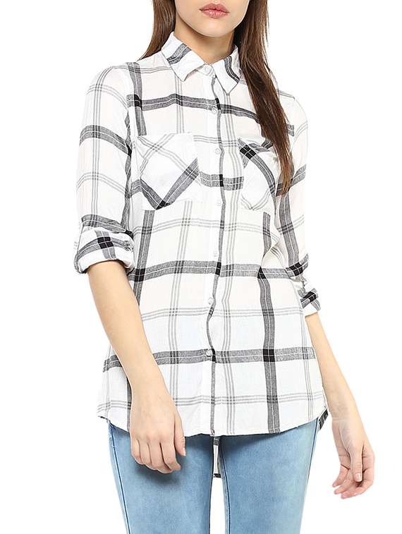 white checkered rayon regular shirt