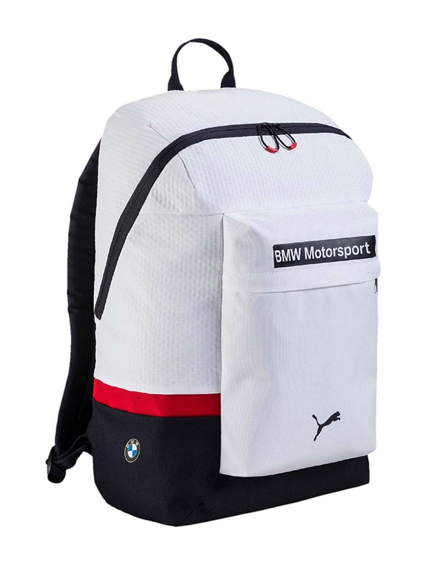 white polyester backpack