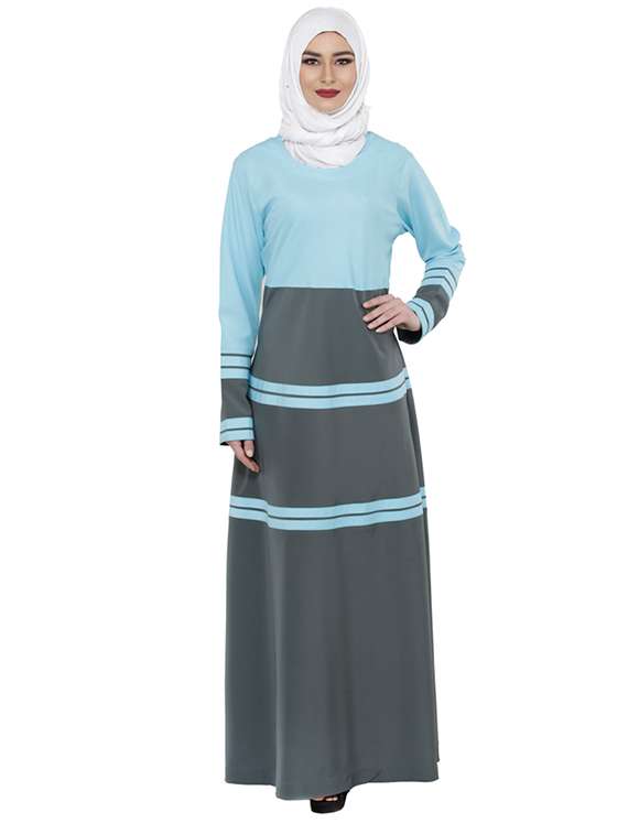 sky blue and grey abaya