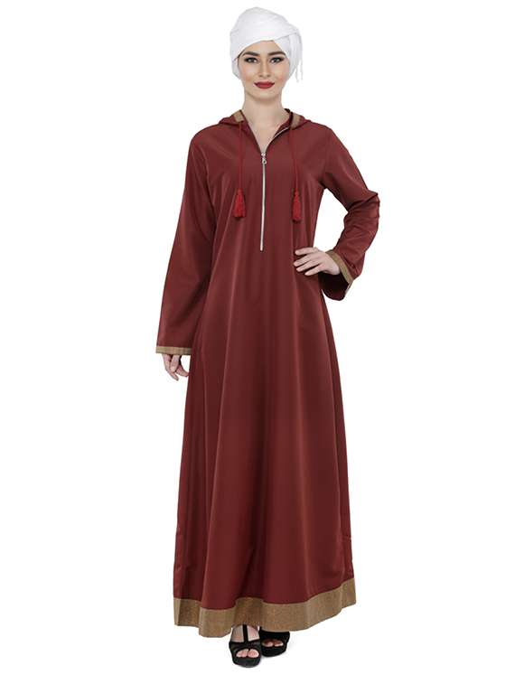 brown hooded abaya