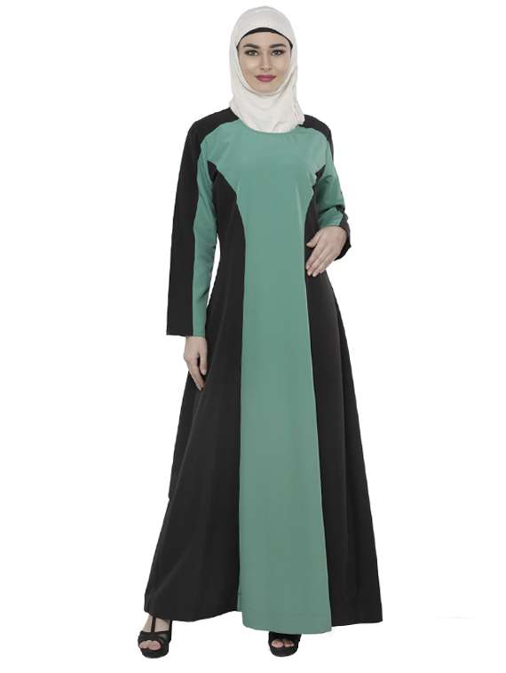 green and black full sleeved abaya
