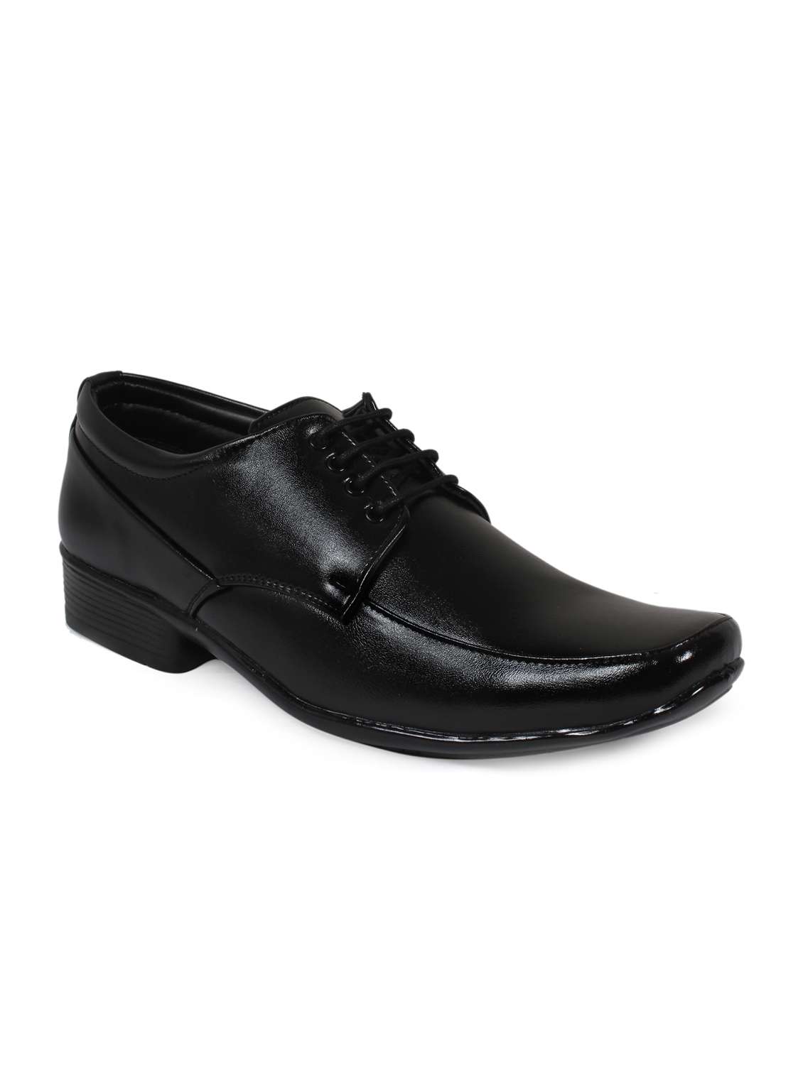 black leatherette lace up derby