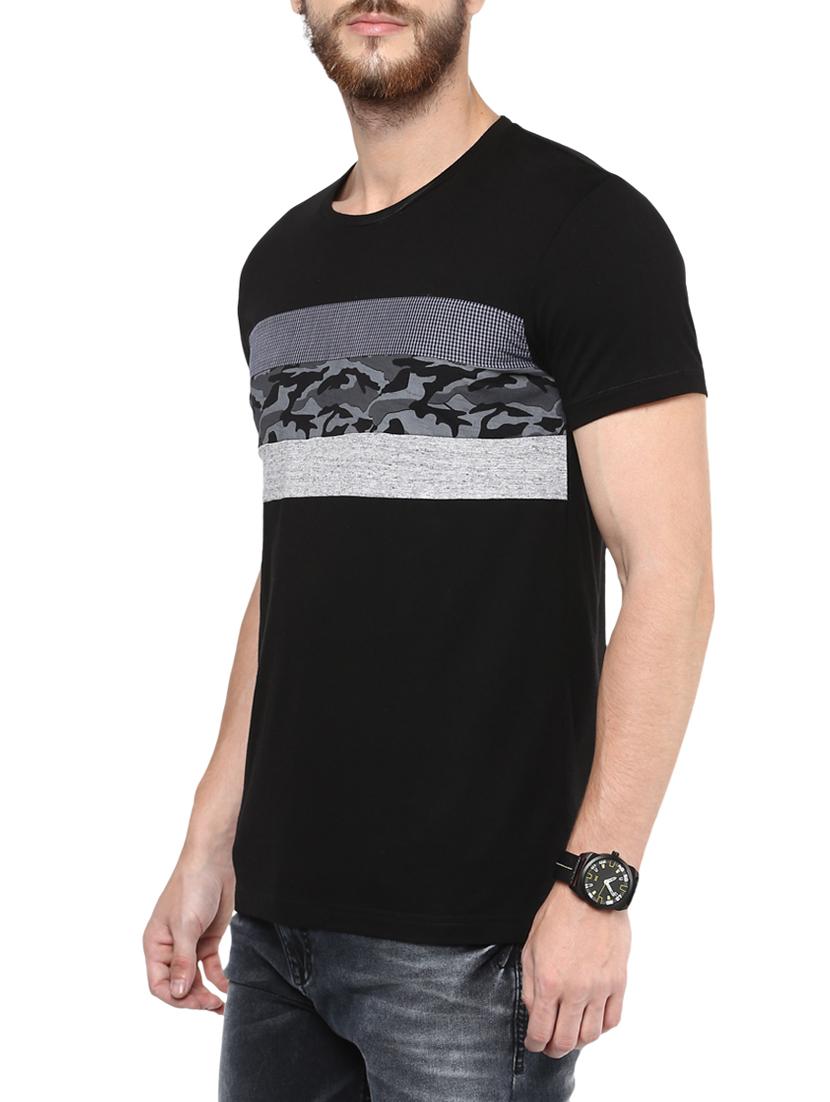 mufti mens black mid rise slim fit tshirts - 13119227 - Standard Image - 1