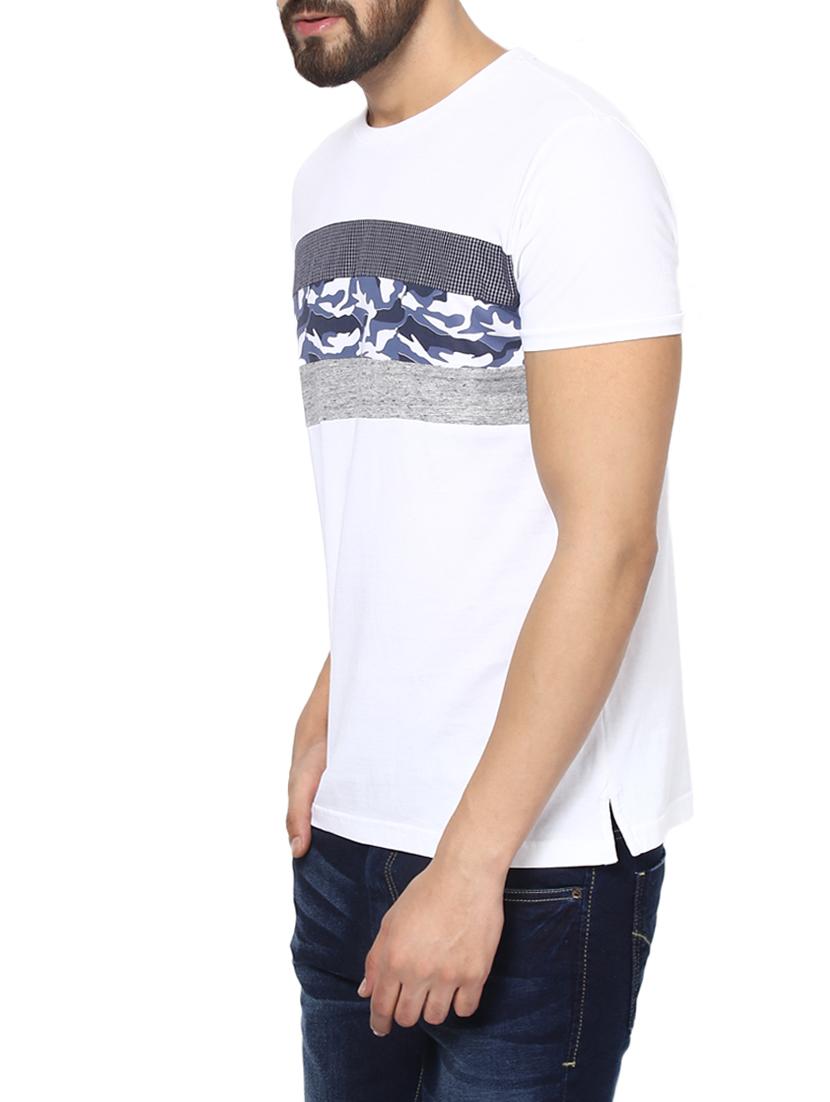 white cotton chest print t-shirt - 13119228 - Standard Image - 1