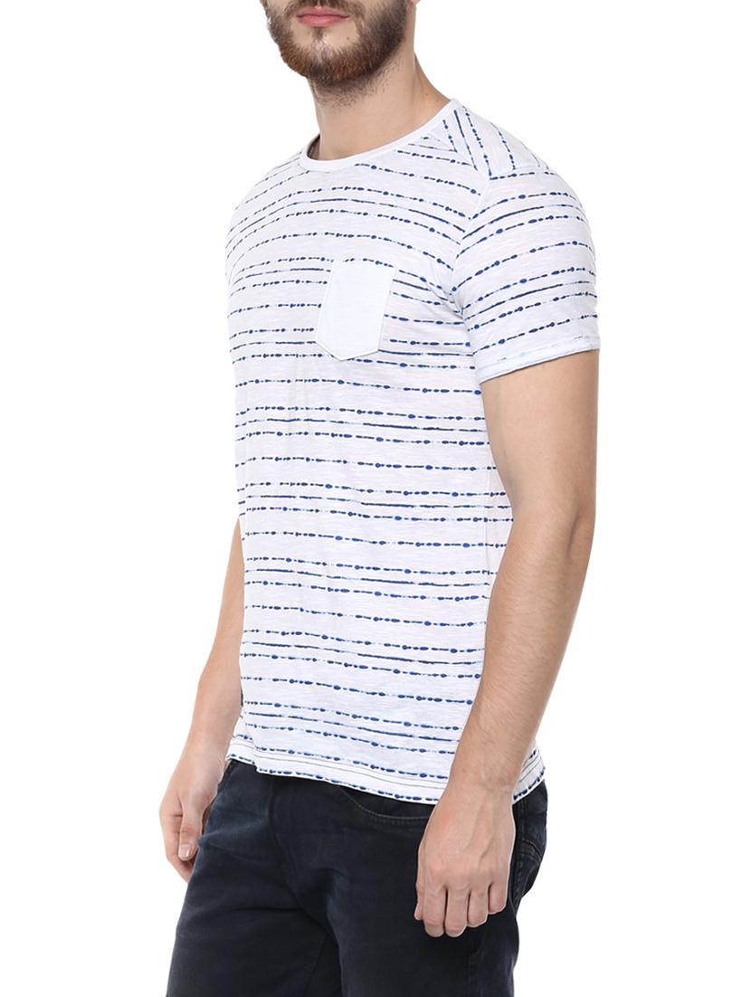 mufti mens white mid rise slim fit tshirts - 13119233 -  Standard Image - 1