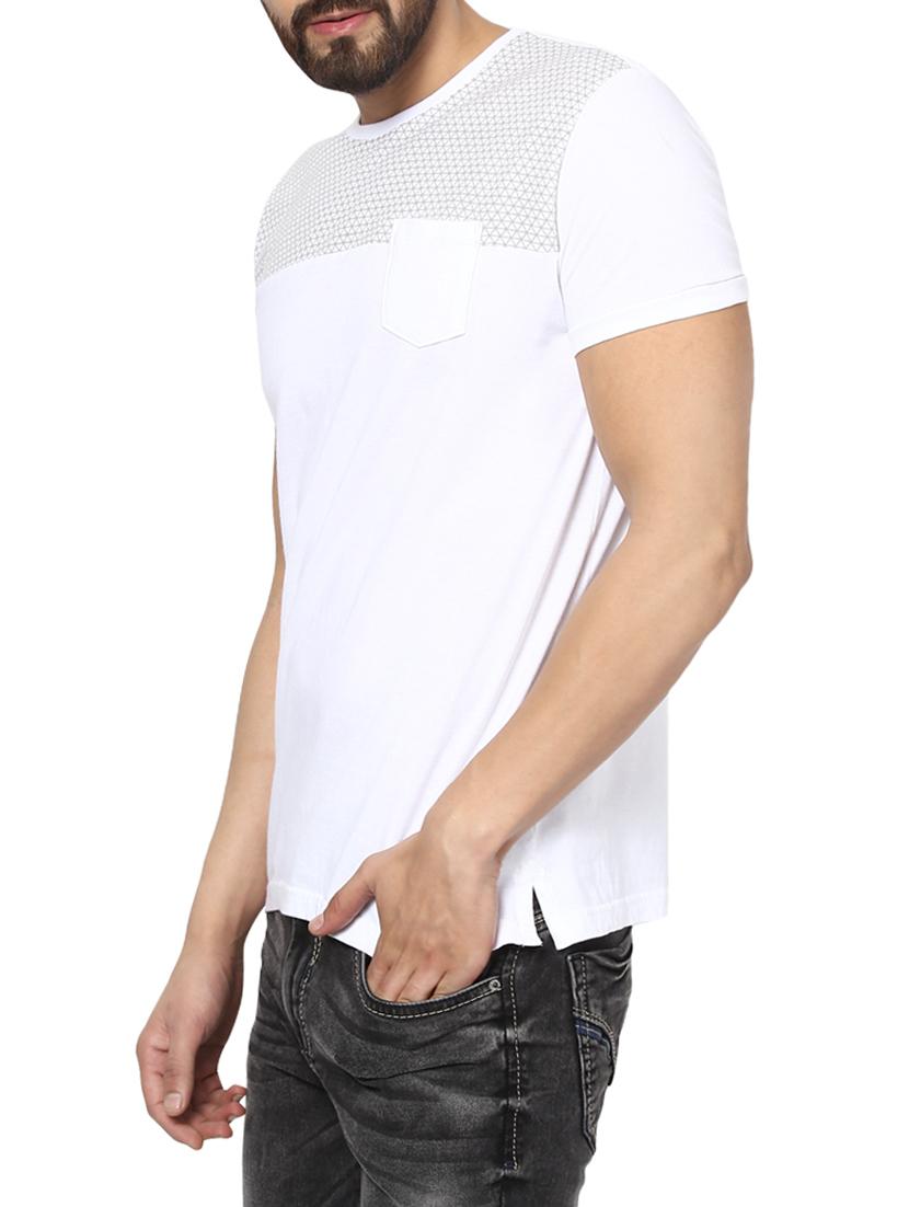 mufti mens white mid rise slim fit tshirts - 13119255 - Standard Image - 1