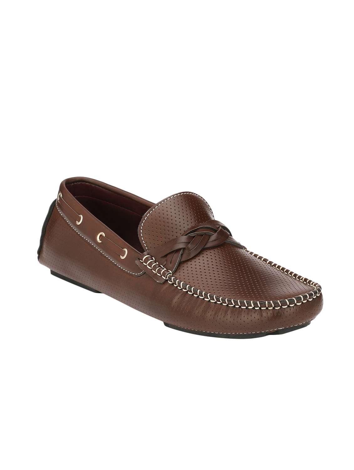 brown leatherette slip on loafer