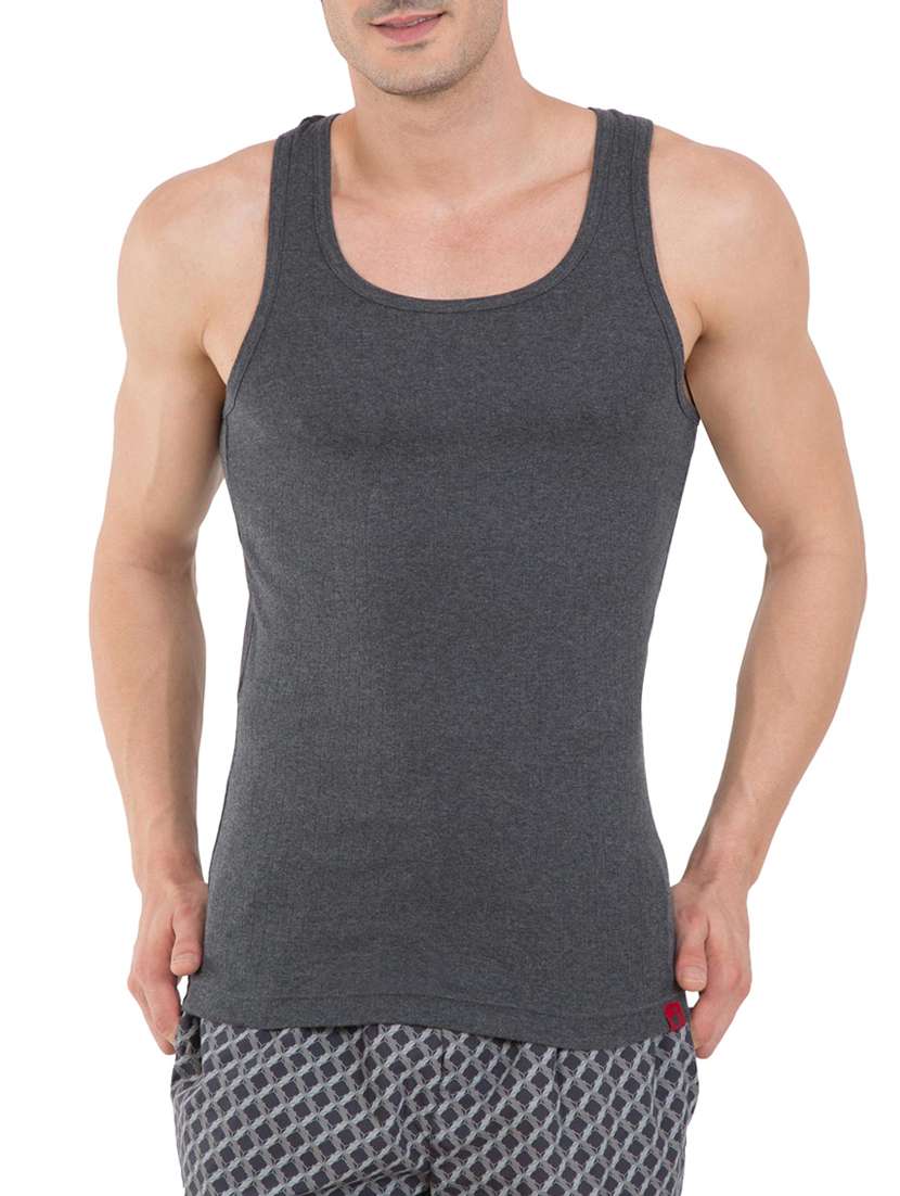 charcoal melange cotton blend vest