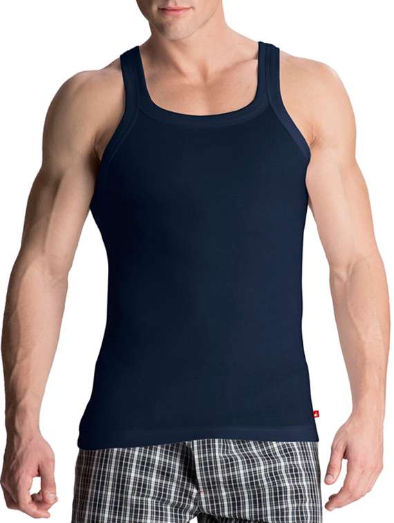 navy cotton blend vest
