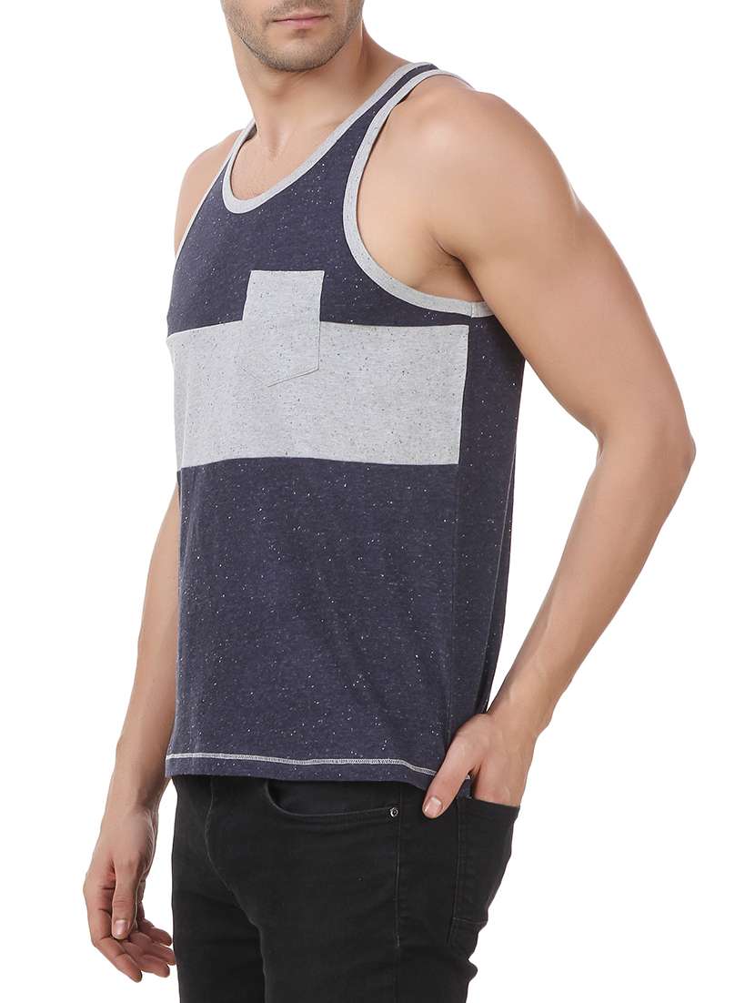 navy blue cotton blend vest - 13123820 -  Standard Image - 1