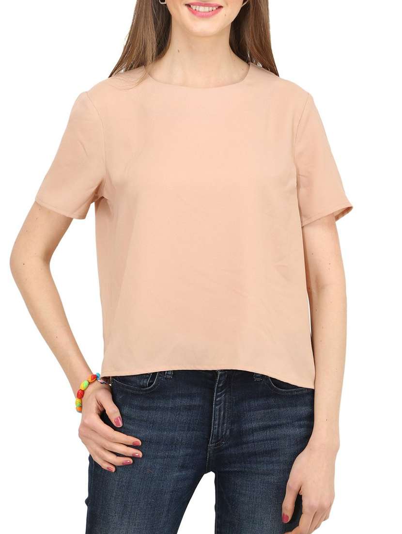 beige georgette regular top