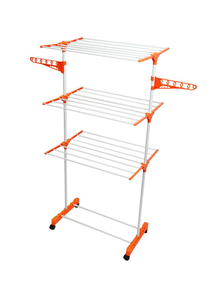home creations three layer stainless steel floor steel floor cloth dryer stand  (silver, orange)
