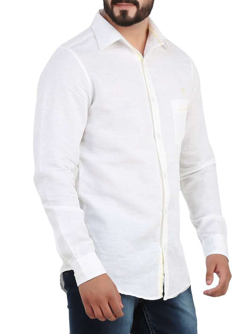 white linen casual shirt - 13131108 -  Standard Image - 1