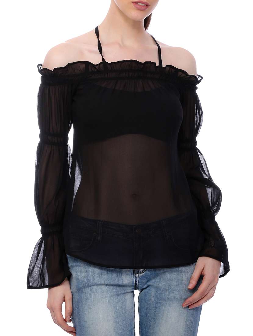 black georgette regular top