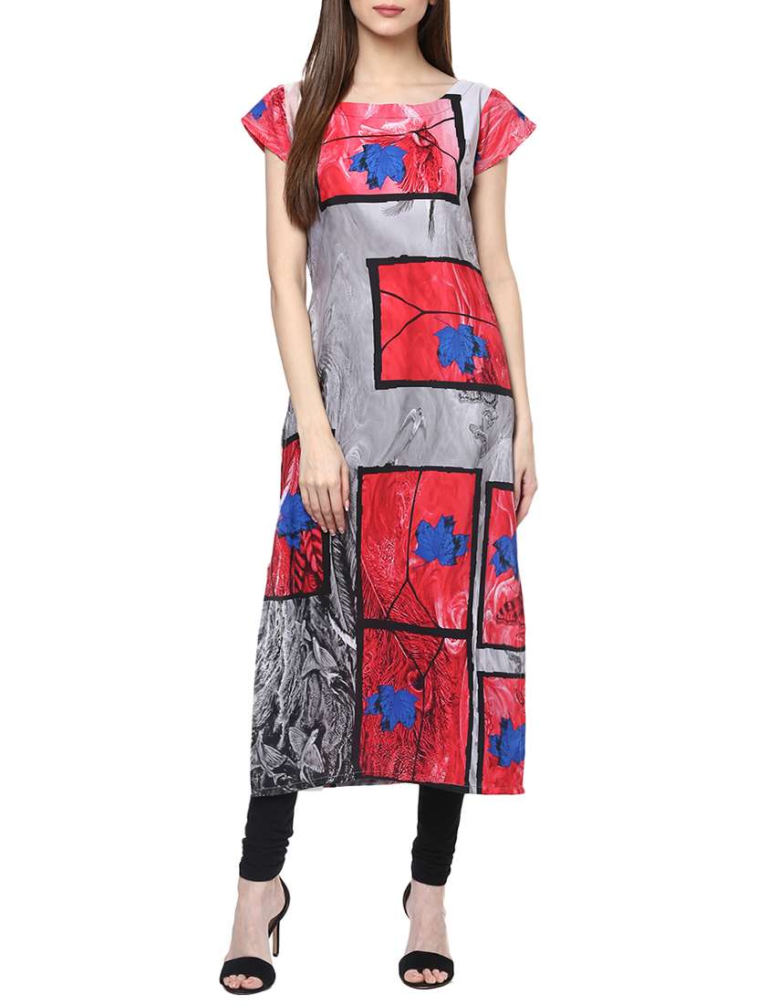 red crepe straight kurta