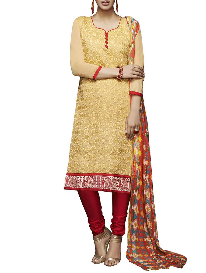 cream chanderi suit set