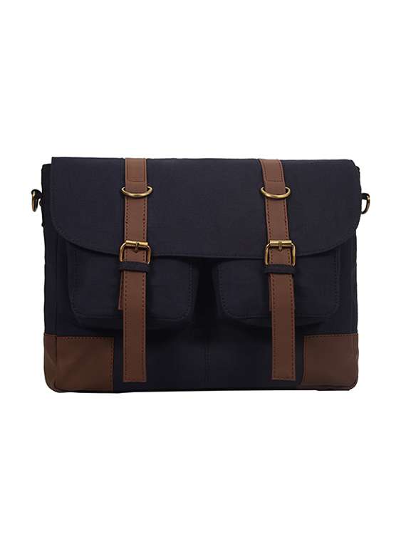 blue canvas messengerbag