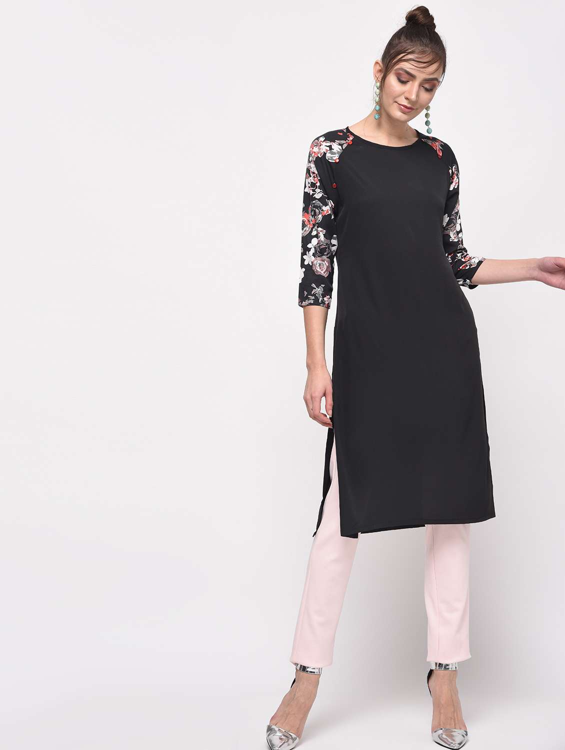 black crepe straight kurta