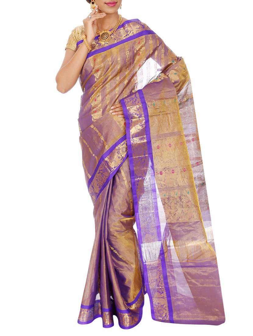 purple kanjivaram silk saree with blouse
