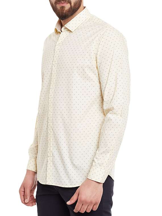 yellow cotton orinted casual shirt - 13144277 -  Standard Image - 1