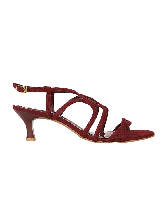 maroon pu back strap sandals - 13146112 -  Standard Image - 1