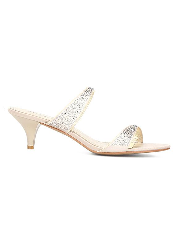 gold pu slip on sandals - 13146115 - Standard Image - 1