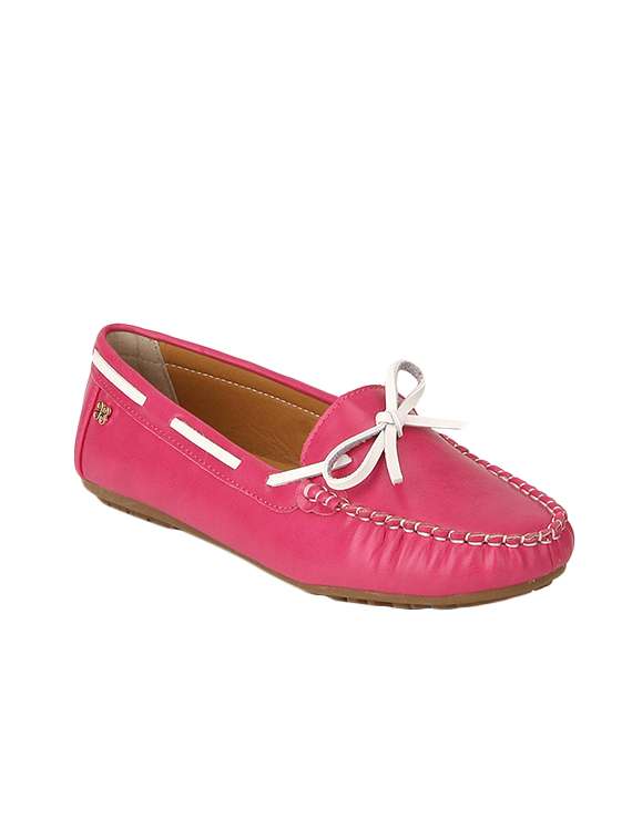 pink pu slip on moccasins