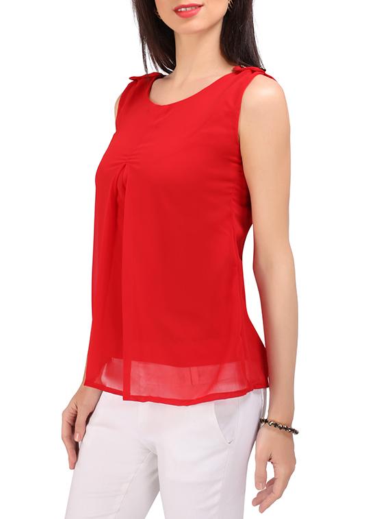 red georgette top - 13146758 - Standard Image - 1