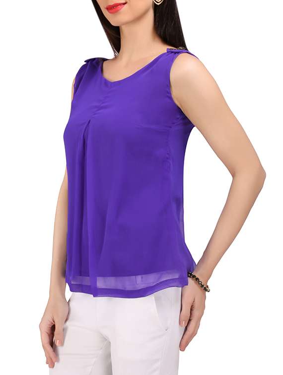 purple georgette top - 13146759 -  Standard Image - 1