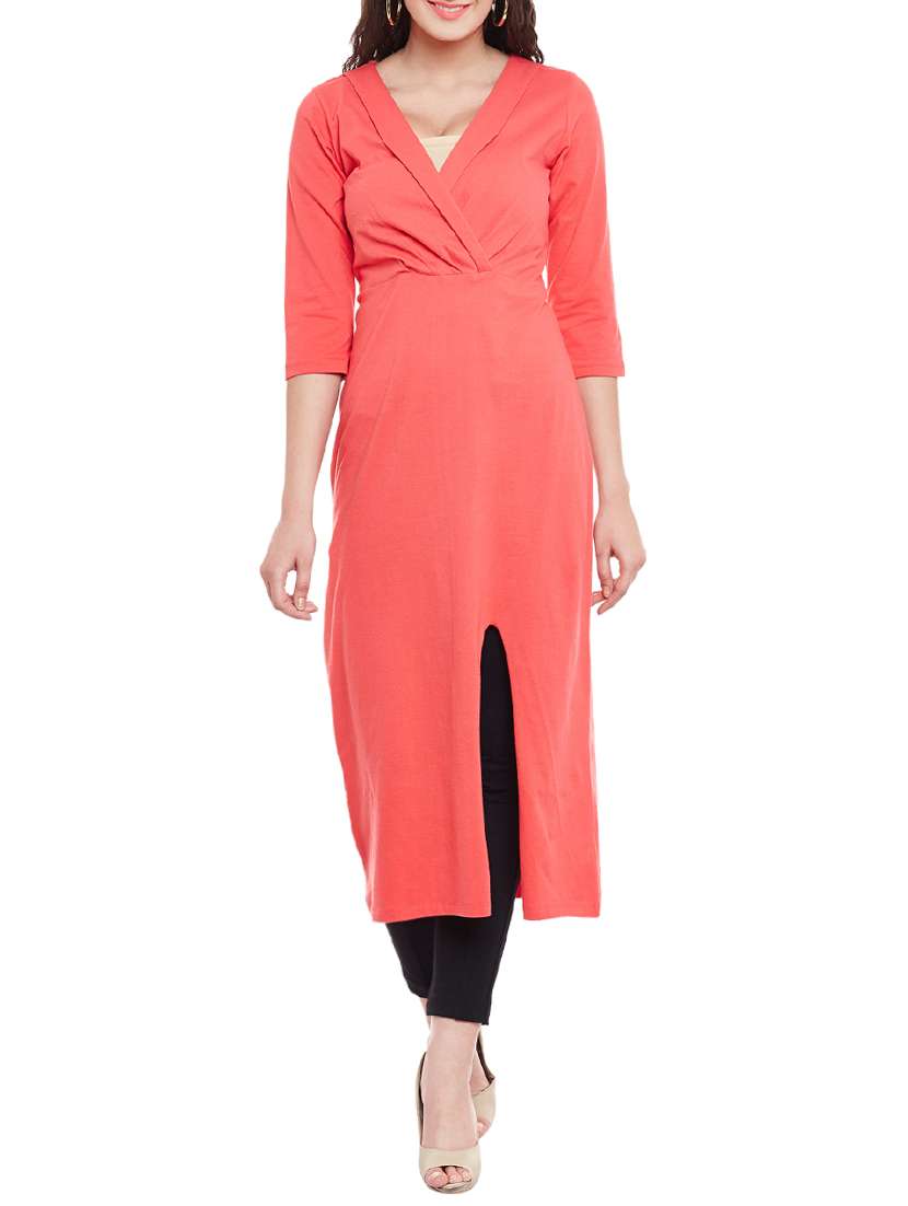 peach viscose straight kurta
